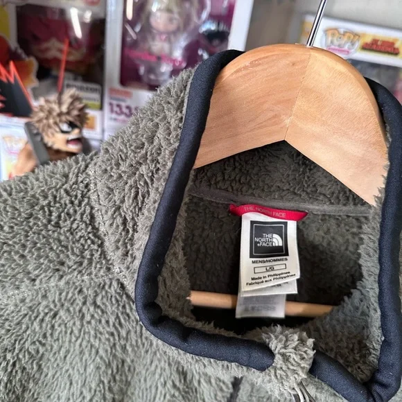 The North Face Olive Green Teddy Fleece Jacket Men’s L - Picture 2 of 6